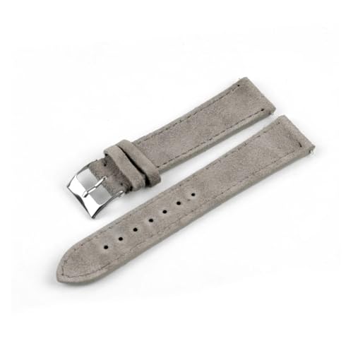 BQAXUREW EDVENA Wildleder Leder Uhrenarmband 18mm 20mm 22mm Uhrenarmband Blau Grau Grün Armband Edelstahl Schnalle Damen Herren Uhrenzubehör(Light Gray,18mm) von BQAXUREW
