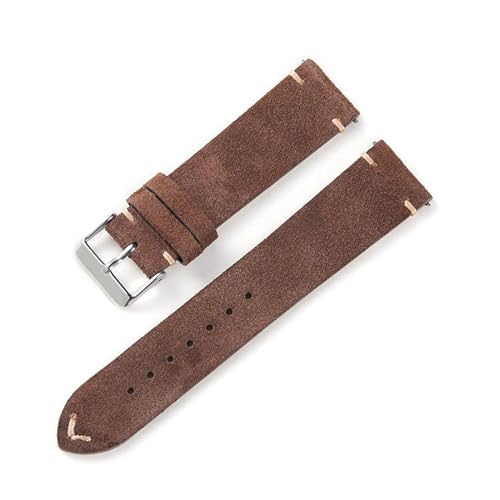 BQAXUREW EDVENA Wildleder Vintage Uhrenarmbänder Grau Blau Uhrenarmbänder Ersatzarmband For Uhrenzubehör 18mm 20mm 22mm(Coffee,20mm) von BQAXUREW