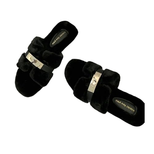 BQDPYZBD Hausschuhe Damenhaus Frauen Fuzzy Flusenlöschhäuser Slipper Schlafzimmer Winter Open Toy Plüsch Rutsche-schwarz-36 BQDPYZBD Hausschuhe Damenhaus Frauen Fuzzy Flusenlöschhäuser Slipper Schlafzimmer Winter Open Toy Plüsch Rutsche-schwarz-36 von BQDPYZBD