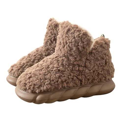BQDPYZBD Hausschuhe Frauen Winter All-inclusive-hausschuhe Dick-locked Plüsch Warme High-top-baumwollschuhe-bohnenpaste Farbe (schneestiefel)-36-37 von BQDPYZBD