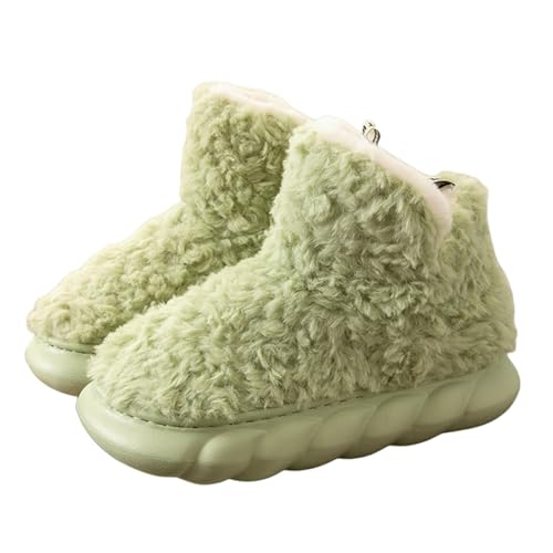 BQDPYZBD Hausschuhe Frauen Winter All-inclusive-hausschuhe Dick-locked Plüsch Warme High-top-baumwollschuhe-grün (schneestiefel)-36-37 von BQDPYZBD