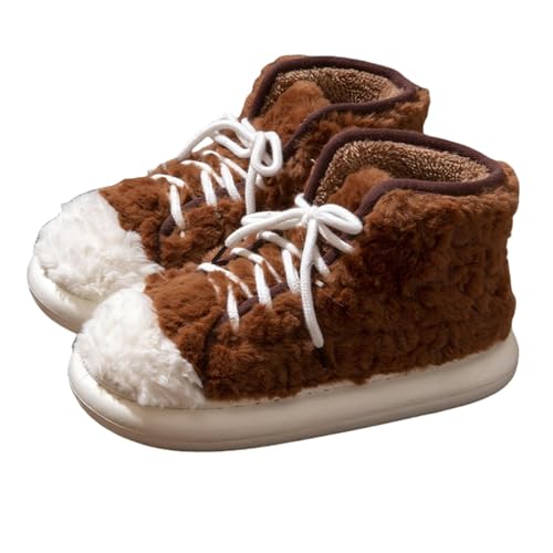 BQDPYZBD Hausschuhe Frauen Winter All-inclusive-hausschuhe Dick-locked Plüsch Warme High-top-baumwollschuhe-karamell-40-41 von BQDPYZBD