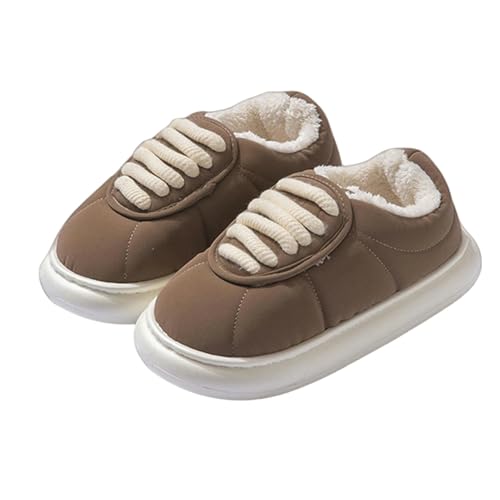 BQDPYZBD Hausschuhe Frauen Winter All-inclusive-hausschuhe Dick-locked Plüsch Warme High-top-baumwollschuhe-khaki (niedrige Zahlung)-38-39 von BQDPYZBD