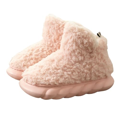 BQDPYZBD Hausschuhe Frauen Winter All-inclusive-hausschuhe Dick-locked Plüsch Warme High-top-baumwollschuhe-rosa (schneestiefel)-40-41 von BQDPYZBD