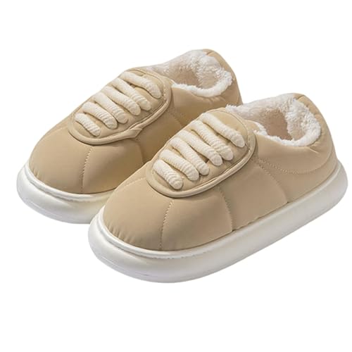 BQDPYZBD Hausschuhe Frauen Winter All-inclusive-hausschuhe Dick-locked Plüsch Warme High-top-baumwollschuhe-sandfarbe (niedriger Anhang)-36-37 von BQDPYZBD