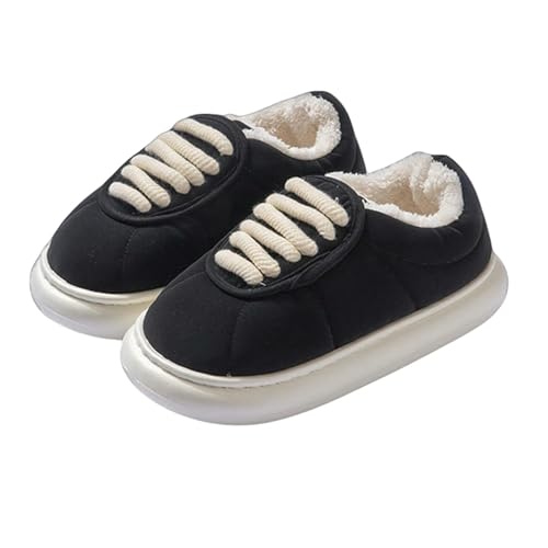 BQDPYZBD Hausschuhe Frauen Winter All-inclusive-hausschuhe Dick-locked Plüsch Warme High-top-baumwollschuhe-schwarz (low-end)-40-41 von BQDPYZBD