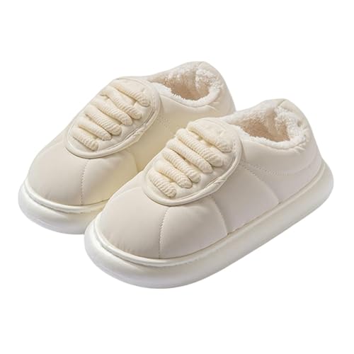 BQDPYZBD Hausschuhe Frauen Winter All-inclusive-hausschuhe Dick-locked Plüsch Warme High-top-baumwollschuhe-weiß (niedriger Anhang)-36-37 von BQDPYZBD
