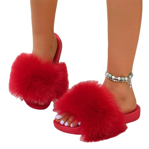 BQDPYZBD Hausschuhe Frauen Zu Hause Mit Dicker Locked Non-rutp-plüschschuhen Flip Flops-rot-41 BQDPYZBD Hausschuhe Frauen Zu Hause Mit Dicker Locked Non-rutp-plüschschuhen Flip Flops-rot-41 von BQDPYZBD