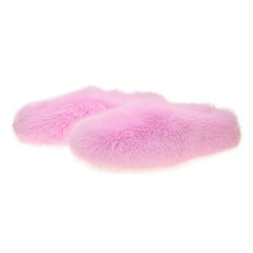 BQDPYZBD Hausschuhe Frauen Zu Hause Warm Warmes Kunstpelz Nicht Rutscher Plüschschuhe-rosa-42-43 von BQDPYZBD