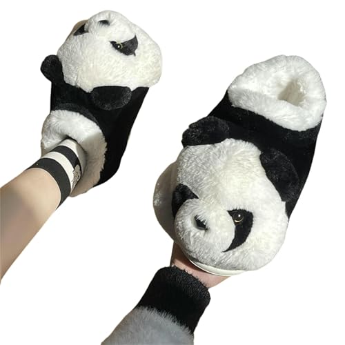 BQDPYZBD Hausschuhe Pantoffeln Mit Dicker Löschung Für Frauen, Innen- Und Außen-Nicht-rutschfeste Warme Samtige Paarschuhe Frauen Männer-panda-36-37 von BQDPYZBD