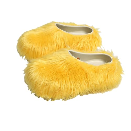 BQDPYZBD Hausschuhe Plüsch-hausschuhe Imitationsschuhe Höhenhöhe Dicker Seilschuhe-gelb-38-39 von BQDPYZBD