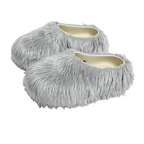 BQDPYZBD Hausschuhe Plüsch-hausschuhe Imitationsschuhe Höhenhöhe Dicker Seilschuhe-grau-40-41 von BQDPYZBD