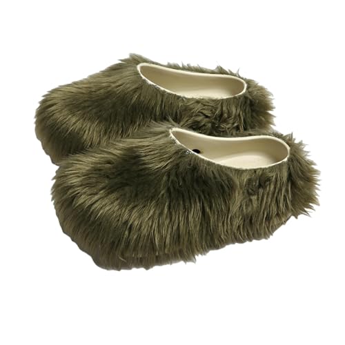 BQDPYZBD Hausschuhe Plüsch-hausschuhe Imitationsschuhe Höhenhöhe Dicker Seilschuhe-grün-38-39 von BQDPYZBD
