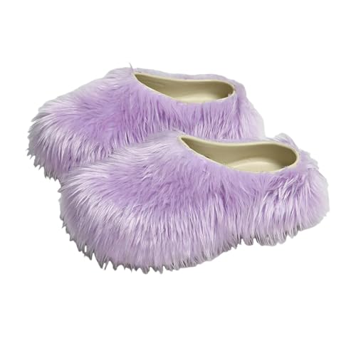 BQDPYZBD Hausschuhe Plüsch-hausschuhe Imitationsschuhe Höhenhöhe Dicker Seilschuhe-hellviolett-40-41 von BQDPYZBD