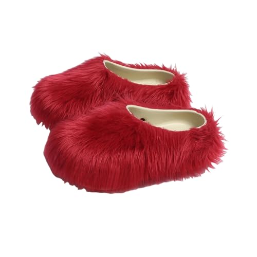 BQDPYZBD Hausschuhe Plüsch-hausschuhe Imitationsschuhe Höhenhöhe Dicker Seilschuhe-rot-36-37 von BQDPYZBD