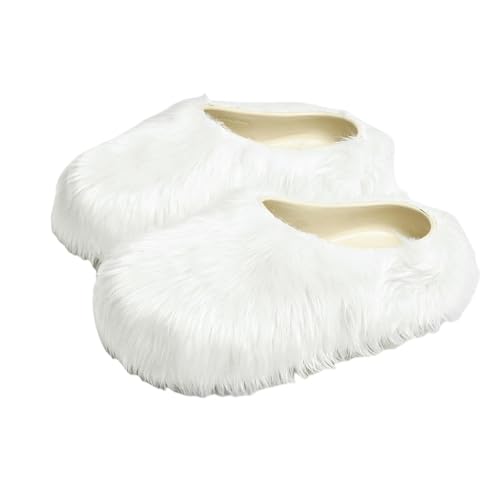 BQDPYZBD Hausschuhe Plüsch-hausschuhe Imitationsschuhe Höhenhöhe Dicker Seilschuhe-weiß-36-37 von BQDPYZBD