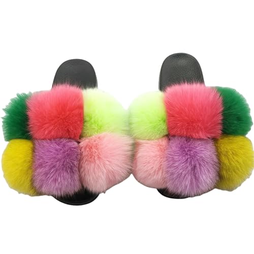 BQDPYZBD Hausschuhe Plüschkugelschuhe Für Männer Und Frauen, Sandalen Im Freien, Plüschflip -flops-15-39 von BQDPYZBD