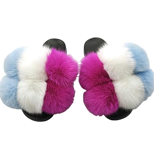 BQDPYZBD Hausschuhe Plüschkugelschuhe Für Männer Und Frauen, Sandalen Im Freien, Plüschflip -flops-17-43 von BQDPYZBD
