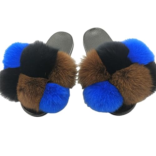 BQDPYZBD Hausschuhe Plüschkugelschuhe Für Männer Und Frauen, Sandalen Im Freien, Plüschflip -flops-18-43 von BQDPYZBD