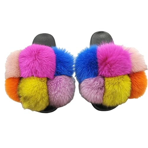 BQDPYZBD Hausschuhe Plüschkugelschuhe Für Männer Und Frauen, Sandalen Im Freien, Plüschflip -flops-19-42 von BQDPYZBD