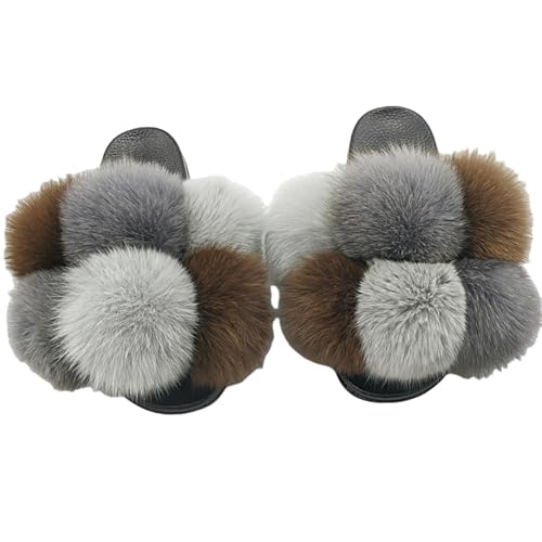 BQDPYZBD Hausschuhe Plüschkugelschuhe Für Männer Und Frauen, Sandalen Im Freien, Plüschflip -flops-20-43 von BQDPYZBD