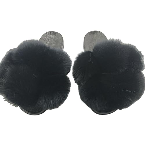 BQDPYZBD Hausschuhe Plüschkugelschuhe Für Männer Und Frauen, Sandalen Im Freien, Plüschflip -flops-25-39 von BQDPYZBD