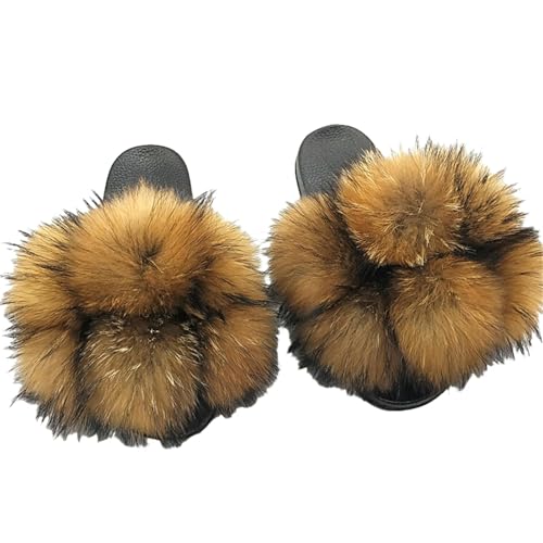 BQDPYZBD Hausschuhe Plüschkugelschuhe Für Männer Und Frauen, Sandalen Im Freien, Plüschflip -flops-27-38 von BQDPYZBD