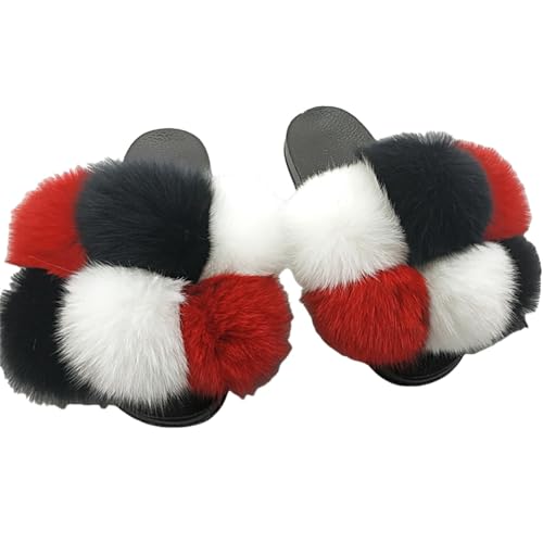 BQDPYZBD Hausschuhe Plüschkugelschuhe Für Männer Und Frauen, Sandalen Im Freien, Plüschflip -flops-3-38 von BQDPYZBD