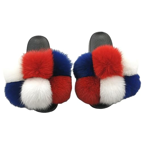 BQDPYZBD Hausschuhe Plüschkugelschuhe Für Männer Und Frauen, Sandalen Im Freien, Plüschflip -flops-7-37 von BQDPYZBD