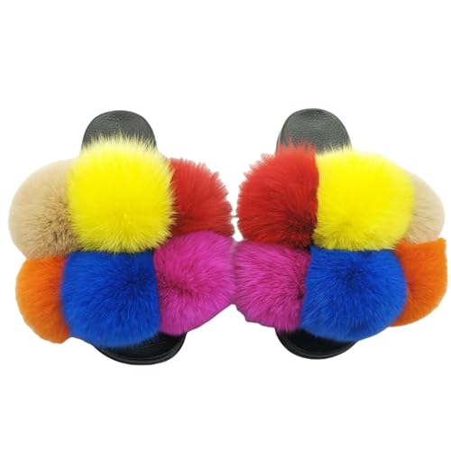 BQDPYZBD Hausschuhe Plüschkugelschuhe Für Männer Und Frauen, Sandalen Im Freien, Plüschflip -flops-8-42 von BQDPYZBD