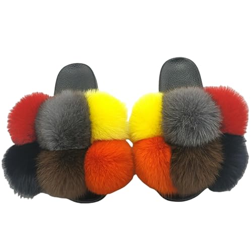 BQDPYZBD Hausschuhe Plüschkugelschuhe Für Männer Und Frauen, Sandalen Im Freien, Plüschflip -flops-9-36 von BQDPYZBD