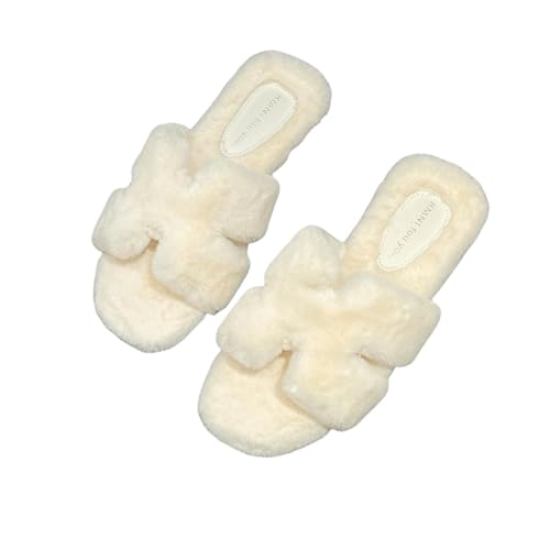 BQDPYZBD Hausschuhe Slipper Frauen, Damen Offener Zehen Ohne Schlupf Bequeme Und Atmungsaktive Innen Im Freien-cremefarben-35 von BQDPYZBD