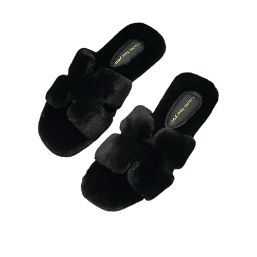 BQDPYZBD Hausschuhe Slipper Frauen, Damen Offener Zehen Ohne Schlupf Bequeme Und Atmungsaktive Innen Im Freien-schwarz-37 von BQDPYZBD