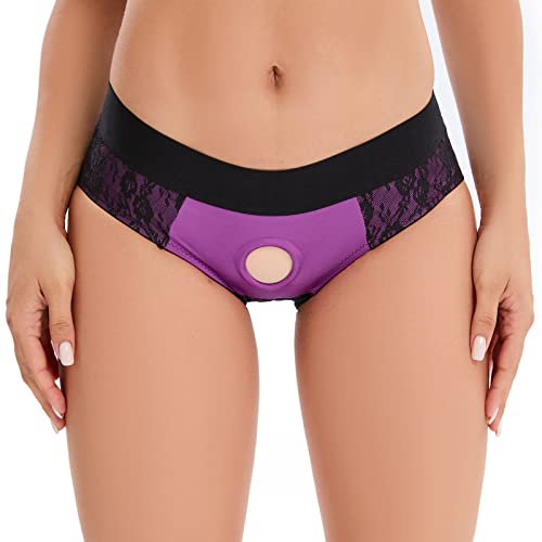 BQQSHH Strap On Harness Panties , Spitzenhöschen ,trägerlose Unterwäsche für Männer Frauen Paare Unisex Slips, Violett, X-Large von BQQSHH