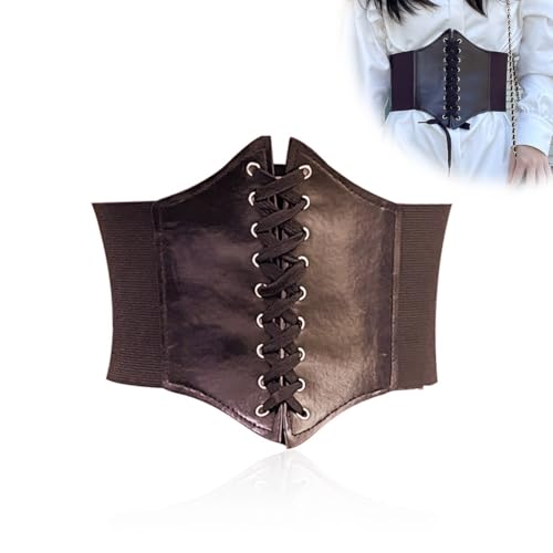 BQRKOTM 1 Stück Damen Steampunk Breiter Gürtel Korsett Leder Mittelalter Schnürgürtel, Schnürkorsett Elastischen, für Partys und Andere Events von BQRKOTM