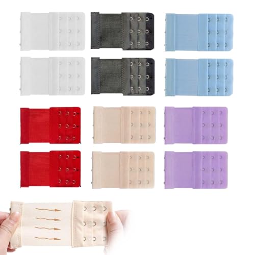 BQRKOTM 12 Stück Bequeme BH Verlängerung, weiches, elastisches Material, Büsten Verschluss Erweiterung, Bra Extender, 3 Haken BH-Verlängerer von BQRKOTM