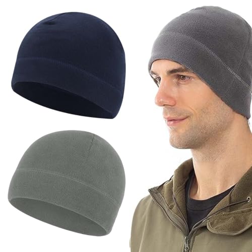 BQRKOTM 2 Stück Fahrradmützen unter dem Helm, warmhaltende leichte Mützen aus Polarfleece für Herren und Damen, Schädelkappen perfekt als Schlafmütze oder Laufmütze von BQRKOTM