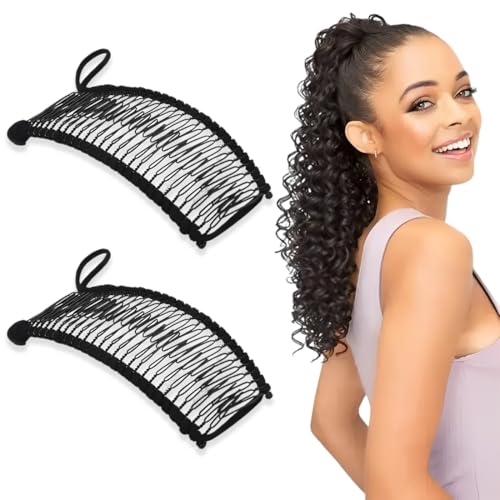 BQRKOTM 2 Stücke Banana Clip Der Doppelkamm Dehnbar Bananenspange Haare 30 Zahn Bananen Haarspangen Damen Für Dickes Wellenförmiges Verworrenes Natürlich Lockiges Haar (Schwarz) von BQRKOTM