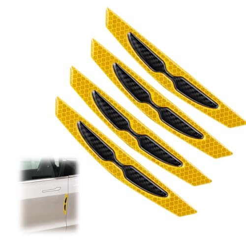 BQRKOTM 4 Stück Türkantenschutzleisten aus Gelb Kohlefaser, Reflektierend Autotür Kantenschutz, Türkantenschutz Aufkleber für Auto Gummi, können in verschiedenen Autos verwendet Werden von BQRKOTM