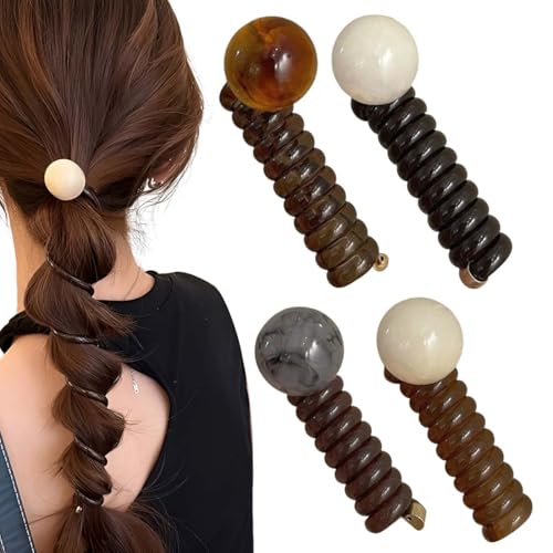 BQRKOTM 4 stk Haargummi Telefonkabel, Bunte Spiral Haargummi, Haarband Mädchen, Telefondraht-Haarbänder, Haarbänder Mädchen, für Haaraccessoires Mädchen und Damen von BQRKOTM