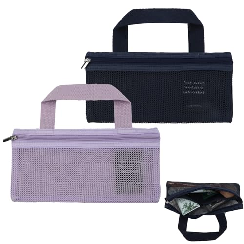 BQSAZHYJ Mini-Reise-Kulturbeutel für Damen und Herren, kleine Make-up-Tasche, tragbare Kosmetiktasche, quadratische Netz-Aufbewahrungstasche, Zahnbürsten-Reisetasche, 2 Packungen, Marineblau und BQSAZHYJ Mini-Reise-Kulturbeutel für Damen und Herren, kleine Make-up-Tasche, tragbare Kosmetiktasche, quadratische Netz-Aufbewahrungstasche, Zahnbürsten-Reisetasche, 2 Packungen, Marineblau und von BQSAZHYJ