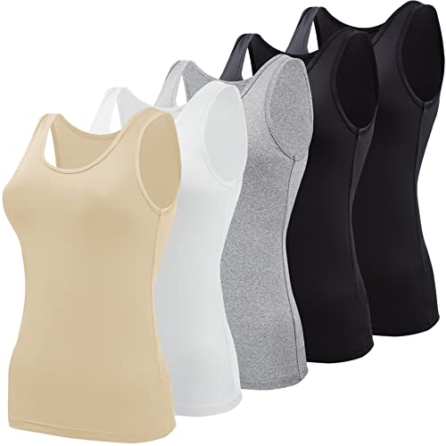 BQTQ 5 Stück Elastische Tank Tops Damen Unterhemden Stretch Crop Top von BQTQ