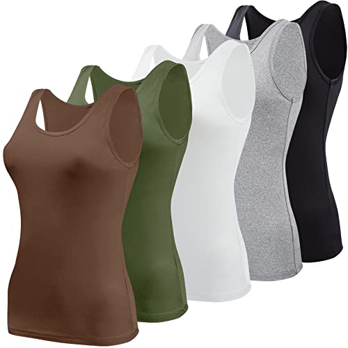 BQTQ Basic-Tank-Tops für Damen, ärmellose Unterhemden, 5 Stück, Groß von BQTQ