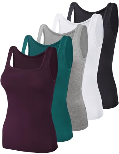 BQTQ Damen-Tank-Tops, quadratischer Ausschnitt, ärmellos, Unterhemden, 5er-Pack, Mittel BQTQ Damen-Tank-Tops, quadratischer Ausschnitt, ärmellos, Unterhemden, 5er-Pack, Mittel von BQTQ