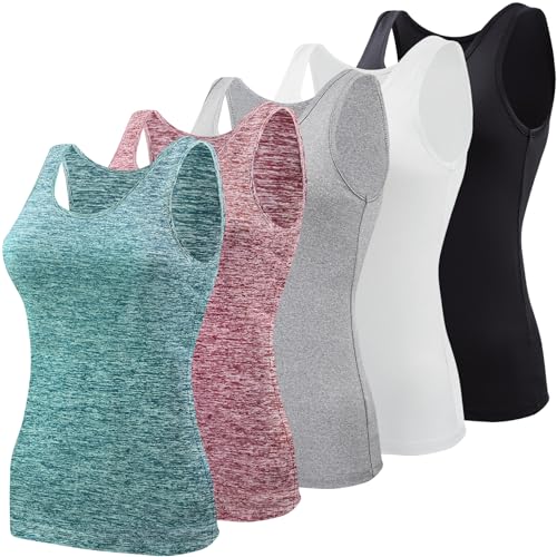 BQTQ Basic-Tanktops für Damen, ärmellose Unterhemden, 5 Stück, Mittel von BQTQ