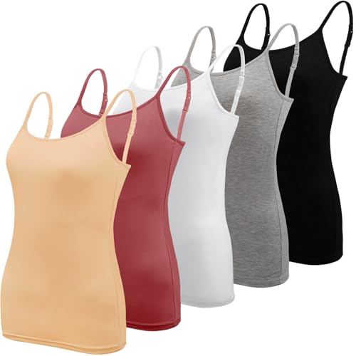 BQTQ Damen-Tanktop, Unterhemd, Spaghettiträger, einfache Trägerhemden, 5 Stück, Groß von BQTQ