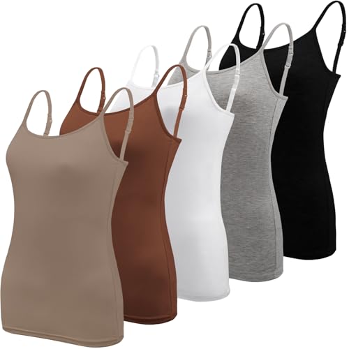 BQTQ Damen-Tanktop, Unterhemd, Spaghettiträger, einfache Trägerhemden, 5 Stück, Groß von BQTQ