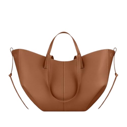 BQWXIEC Große Kapazität Tote Bag für Frauen Echtes Leder Vintage Handtasche Trendy Designer Schultertasche mit passender Clutch, Camel Large, 20.87X4.13X12.6in von BQWXIEC