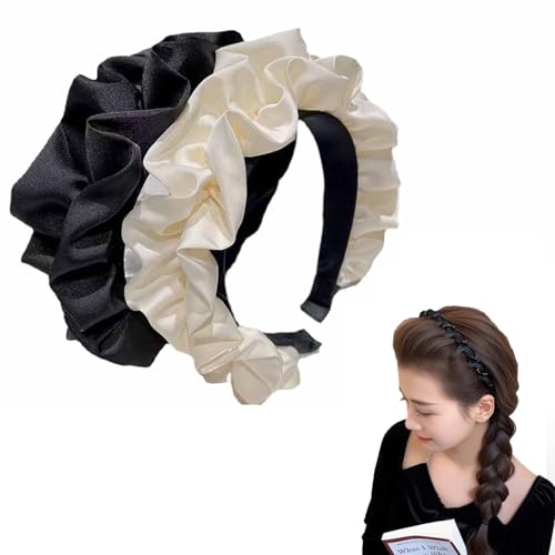 Vintage High Cranium Künstliches Perlen-Haarband, Haarbänder mit Zahnreifen, rutschfeste Perlen-Stirnbänder für Hochzeitsfeiern oder den täglichen Gebrauch (2PCS-B) von BQWXIEC