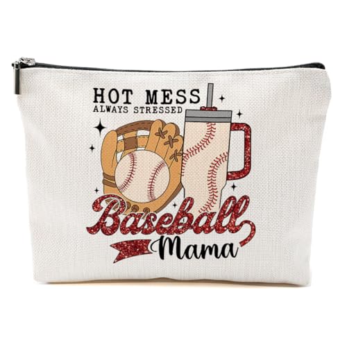 Baseball-Geschenke, Make-up-Tasche, Mama-Geschenke für Mutter, Frauen, Baseball-Teamspieler, Trainer, Weihnachten, Geburtstag, Baseball Mama Mess, 9.6*7.1 inch Baseball-Geschenke, Make-up-Tasche, Mama-Geschenke für Mutter, Frauen, Baseball-Teamspieler, Trainer, Weihnachten, Geburtstag, Baseball Mama Mess, 9.6*7.1 inch von BQXH